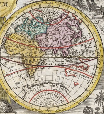 18th Century Double-Hemisphere World Map for sale at Pamono