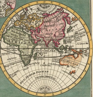 18th Century Double-Hemisphere World Map for sale at Pamono