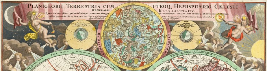 18th Century Double-Hemisphere World Map with Celestial