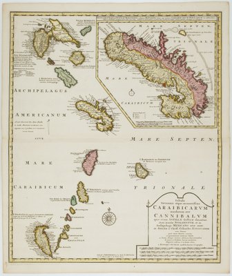 Early 18th Century Map of the Caribbean for sale at Pamono