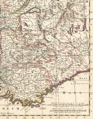 17th Century Map of France with Gazzetteer Side-Panels for