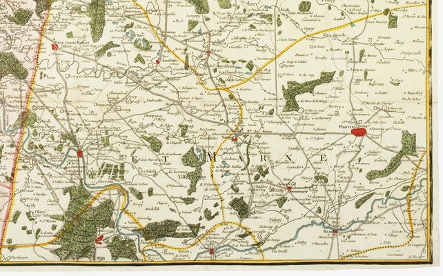 The Environs of Paris Map, Early 19th Century for sale at Pamono