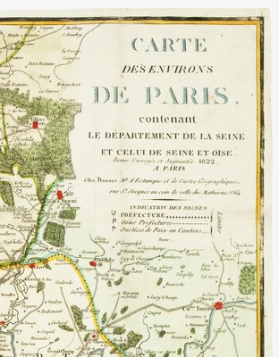 The Environs of Paris Map, Early 19th Century for sale at Pamono