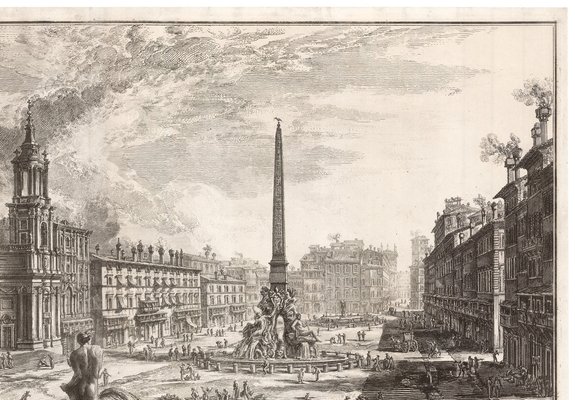 Piranesi, View of the Piazza Navona, 1800s, Etching for sale at Pamono