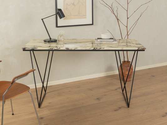 Vintage Desk in Steel and Marble, 1960s for sale at Pamono