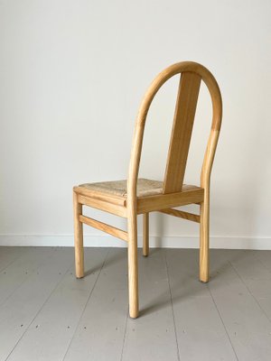 Postmodern Bleached Rush Seat Wooden Chair, Italy, 1980s for sale
