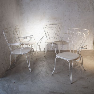 Wrought Iron Garden Chairs 1950s Set of 4