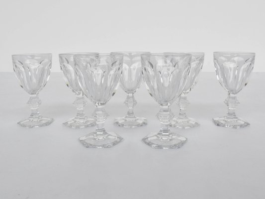 Sculpted Crystal Glasses from Baccarat, France, 1950s, Set Sculpted Crystal Glasses from Baccarat, France, 1950s, Set