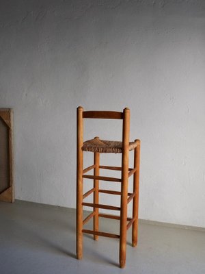 Rustic Rush Seat Bar Stool, France, 1960s for sale at Pamono