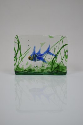 Murano Glass Aquarium Block by Alfredo Barbini for Cenedese, 1950s