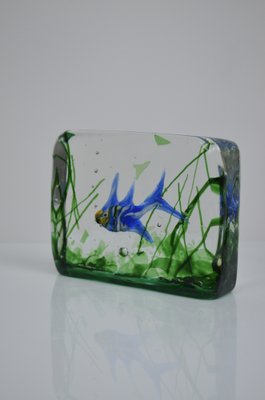 Murano Glass Aquarium Block by Alfredo Barbini for Cenedese, 1950s