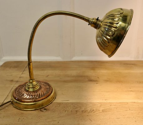 Art Deco Bankers Desk Lamp in Copper and Brass 1920s