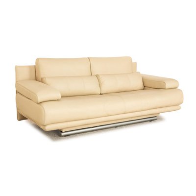 6500 Leather Two Seater Cream Sofa from Rolf Benz for sale at Pamono