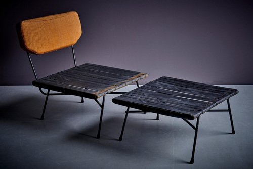 Elettra Lounge Chair with Ottoman attributed to Studio BBPR Elettra Lounge Chair with Ottoman attributed to Studio BBPR
