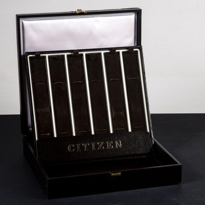 Cofanetto Porta Orologio Citizen Nero Con Vetrina E Documenti - Espositore Da Collezione