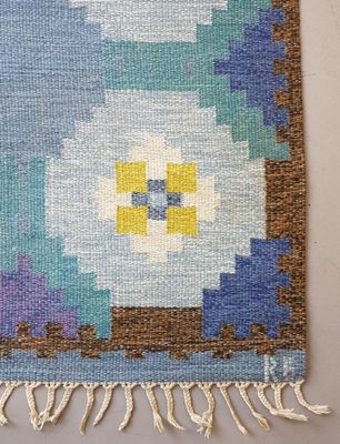 Schwedischer Blauer Vintage Rolakan Flachgewebe Teppich Bei Pamono