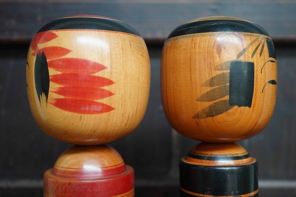 Vintage Traditional Kokeshi, Japan, 1960s, Set of 2 for sale Vintage Traditional Kokeshi, Japan, 1960s, Set of 2 for sale