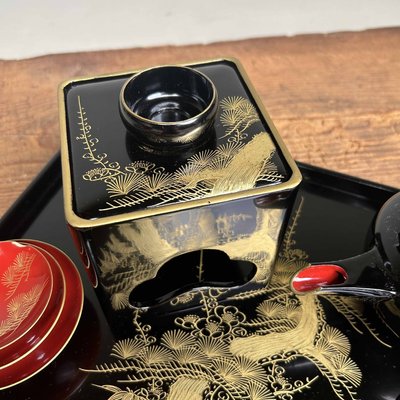 Traditional Toso-Ki Shuhama Maki-E Sake Set, Japan, 1960s for sale