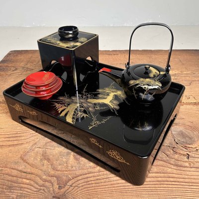 Traditional Toso-Ki Shuhama Maki-E Sake Set, Japan, 1960s
