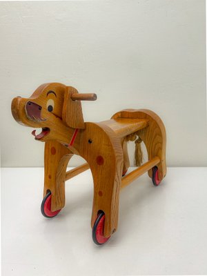 Vintage Wooden Childs Toy Dog on Wheels, 1960s for sale at Pamono