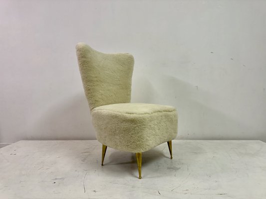 Vintage Italian Bedroom Chair in Faux Fur, 1950s for sale at Pamono