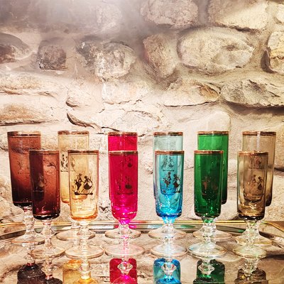 Vintage Glasses in Murano Glass with Gold Rim 1950s Set of 12 for sale at Pamono