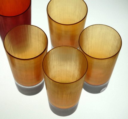 Murano Amber Glasses by Cenedese in the style of Carlo Scarpa, 1980s, Set  of 8 for sale at Pamono