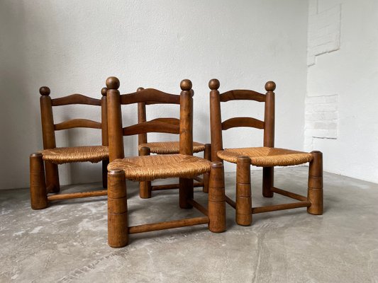 Low Fireplace Chairs by Charles Dudouyt 1940s Set of 4 for sale at Pamono