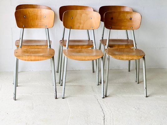 Vintage School Chairs Set of 6 for sale at Pamono