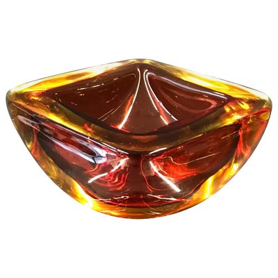 Red-Orange Murano Glass Bowl Shell Ashtray, Italy, 1970s for sale