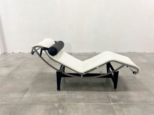 Lc-4 Lounge Chair in White Leather by Le Corbusier for Cassina