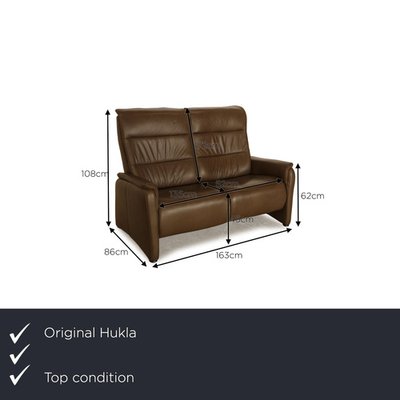 Hukla Brown Leather Two-Seater Sofa for sale at Pamono