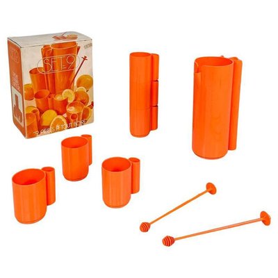 French Modern Orange Plastic Orangeade Set by Jean Pierre Vitrac
