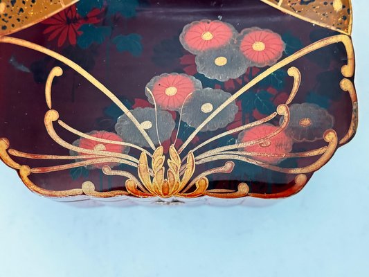 Large Brown and Red Jewelry or Decorative Box, Japan, 19th Century