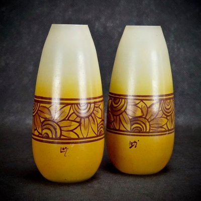 French Art Deco Vases By Auguste Legras Set Of 2 For Sale At Pamono