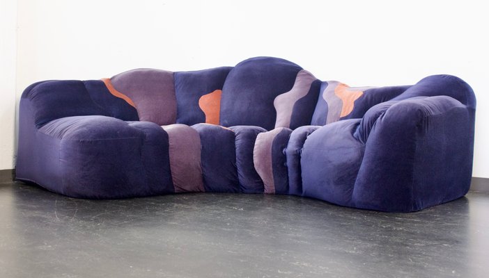 1人掛けソファ HUKLA 80's w.germany post modern sofa Postmodern Organic Polster Mit Pep Design Studio Sofa in Velour