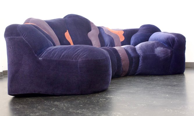 1人掛けソファ HUKLA 80's w.germany post modern sofa Postmodern Organic Polster Mit Pep Design Studio Sofa in Velour