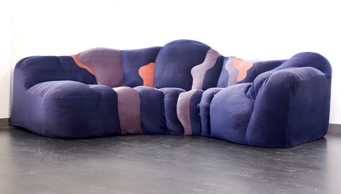1人掛けソファ HUKLA 80's w.germany post modern sofa Postmodern Organic Polster Mit Pep Design Studio Sofa in Velour