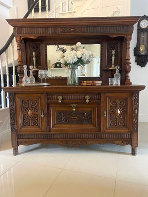 Antique Victorian Carved Oak Sideboard, 1880 for sale at Pamono