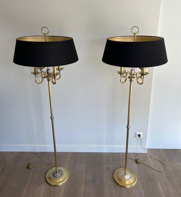 A Mid-Century Steel and Brass Lamp by Maison Charles A Mid-Century Steel and Brass Lamp by Maison Charles