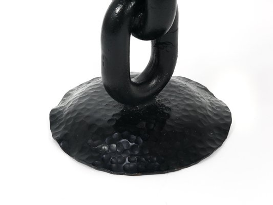 Large Brutalist Iron Chain Link Candleholder, 1970 for sale Large Brutalist Iron Chain Link Candleholder, 1970 for sale