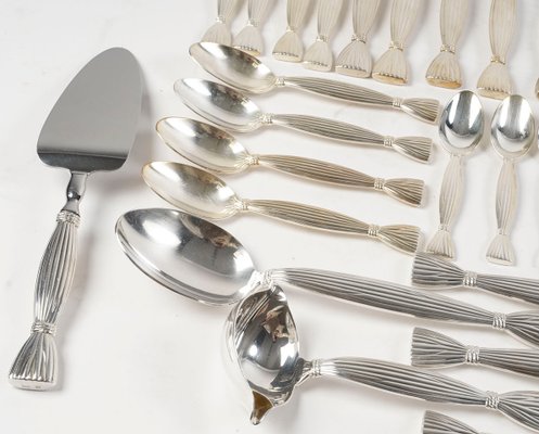 Moisson Cutlery Set in Silver-Plated Metal from Hermes, 1950s, Set