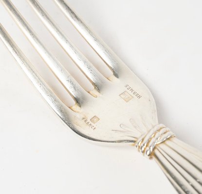 Moisson Cutlery Set in Silver-Plated Metal from Hermes, 1950s, Set