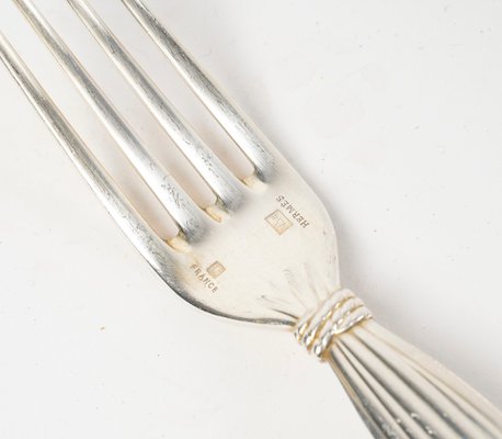 Moisson Cutlery Set in Silver-Plated Metal from Hermes, 1950s, Set
