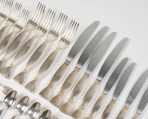 Moisson Cutlery Set in Silver-Plated Metal from Hermes, 1950s, Set