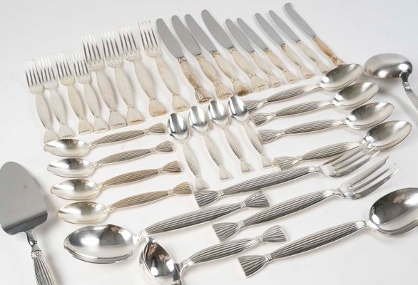 Moisson Cutlery Set in Silver-Plated Metal from Hermes, 1950s, Set