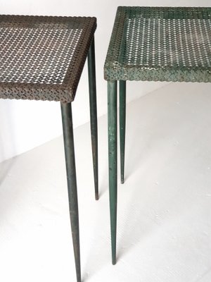 Perforated Sheet Metal Side Tables by Mathieu Matégot, 1950s