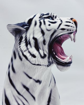 Weiße Tiger Figur aus Keramik von Ceramiche Boxer bei Pamono kaufen