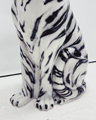 White Tiger Figurine in Ceramic by Ceramiche Boxer for sale at Pamono