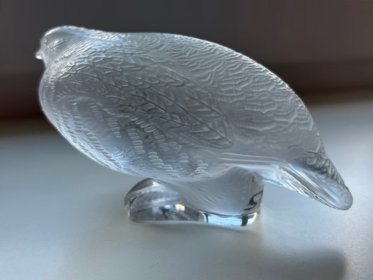 Fermacarte a Forma di Passero in Cristallo di Lalique Anni 50